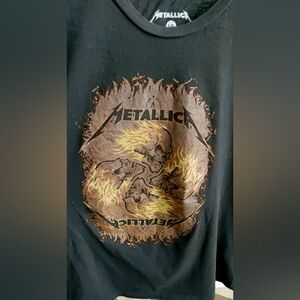 Metallica Flaming Skulls Graphic T-Shirt 2020 Y2K Style Band Tee Black Medium